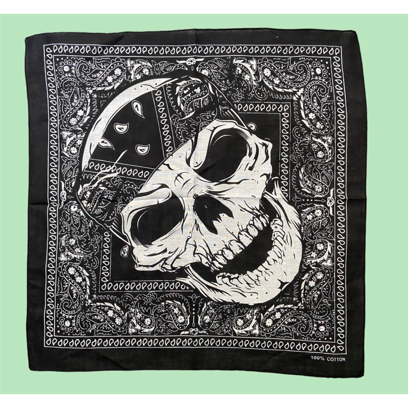 Khăn bandana hình đầu lâu phong cách street style mỏng nhẹ. (size 55x55cm)