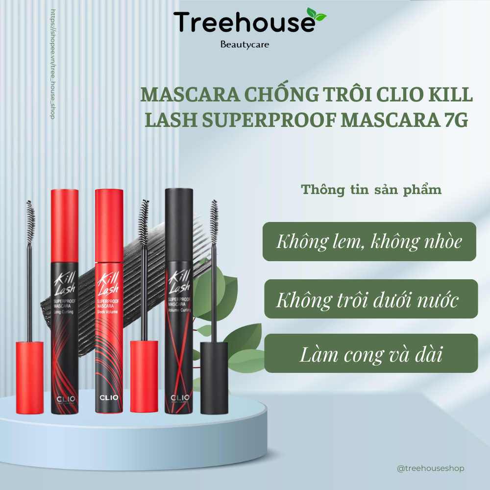 Chuốt mi CLIO Kill Lash Superproof Mascara 7g làm cong mi chống trôi TREESHOUSE SHOP