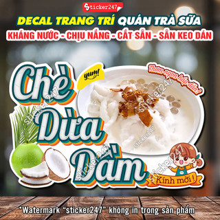Tranh dán tường chè dừa dầm 🌈 hình dán decor trang trí quán chè, quán trà sữa, quán nước - decal chè dừa dầm