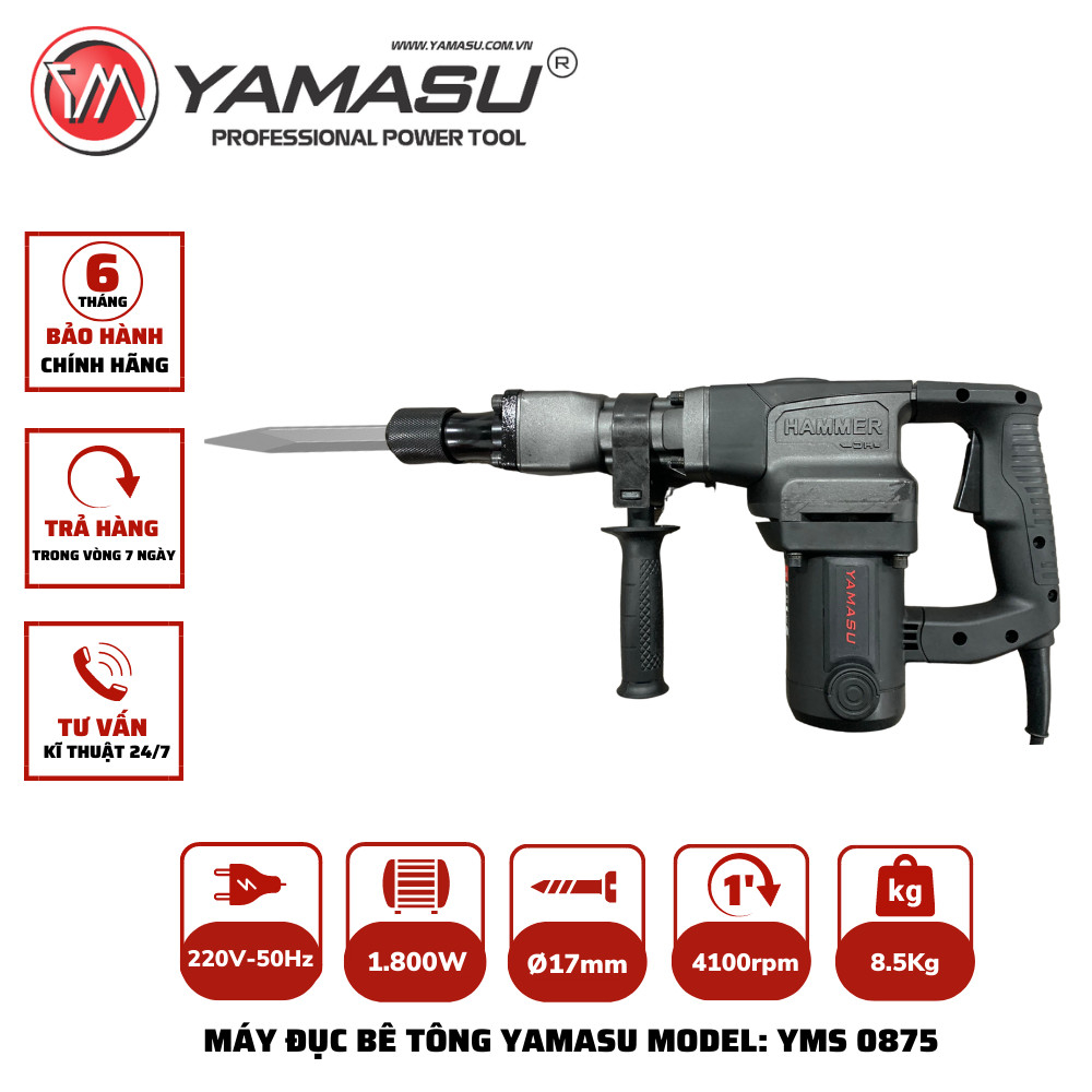 Máy đục bê tông YAMASU YMS-0875 công suất lớn 1800W chống rung và hấp thụ lực