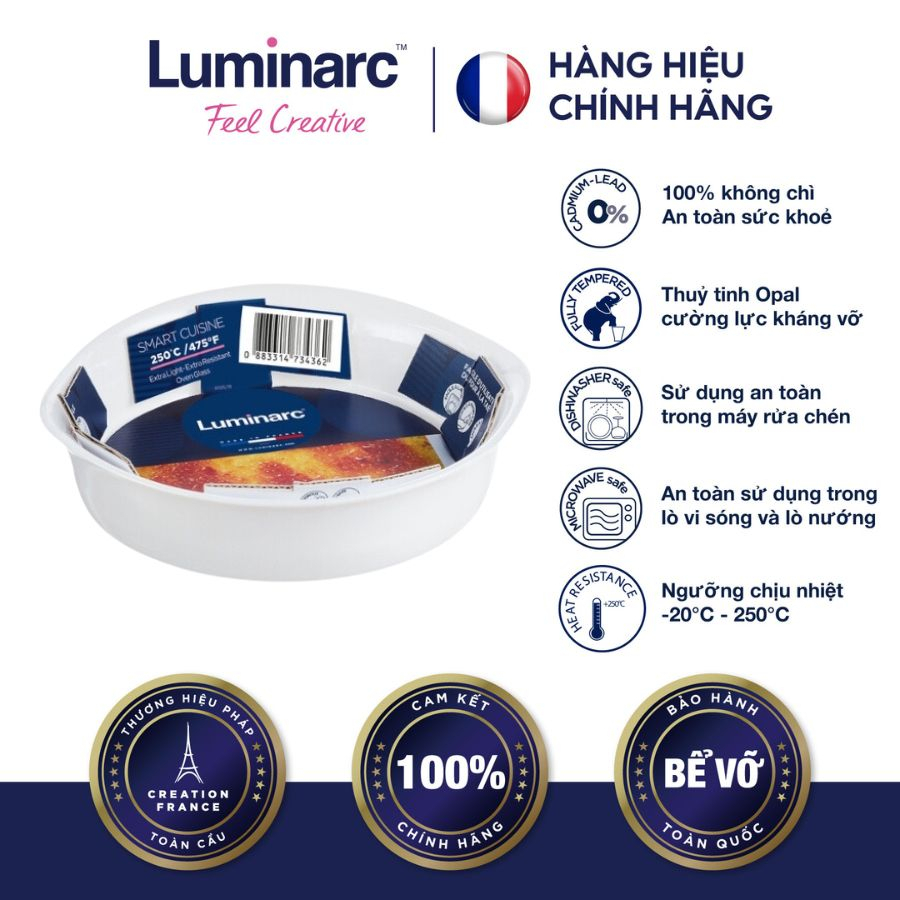 Khay Nướng Thuỷ Tinh Luminarc Smart Cuisine Tròn 28cm- LUKHN3165