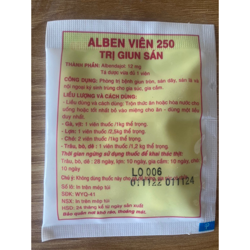 Alben viên 250 - Xổ giun dạng viên