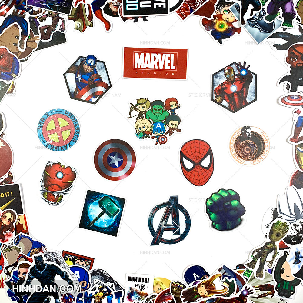 Sticker MARVEL SIÊU ANH HÙNG  Chống Nước Trang Trí Va Li, Xe, Laptop, Nón Bảo Hiểm, Đàn Guitar