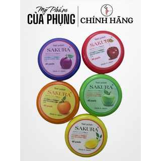 Miếng tẩy sơn móng tay Nail Polish Sakura, tẩy sơn, dưỡng bóng, làm trắng móng