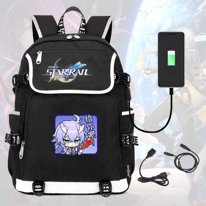 Balo nắp ngang HONKAI IMPACT STAR RAIL ver VUÔNG in hình nhân vật game anime chibi cặp sách nam nữ đi học