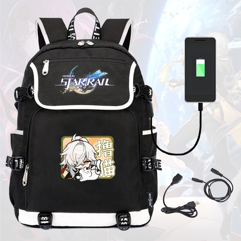 Balo nắp ngang HONKAI IMPACT STAR RAIL ver VUÔNG in hình nhân vật game anime chibi cặp sách nam nữ đi học