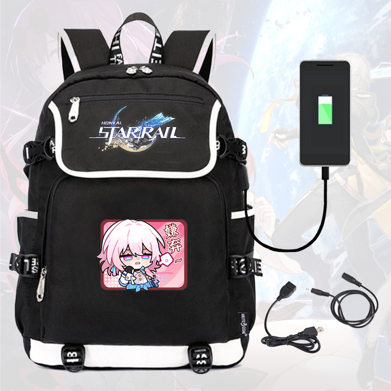 Balo nắp ngang HONKAI IMPACT STAR RAIL ver VUÔNG in hình nhân vật game anime chibi cặp sách nam nữ đi học