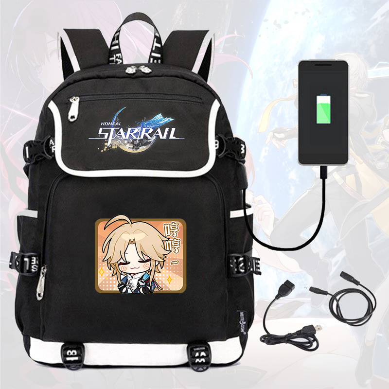 Balo nắp ngang HONKAI IMPACT STAR RAIL ver VUÔNG in hình nhân vật game anime chibi cặp sách nam nữ đi học