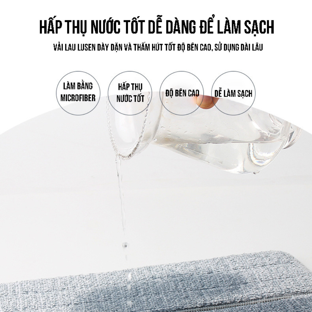 Bông lau nhà thay thế Lusen-4012 dành cho chổi lau tự vắt thông minh, miếng lau sơ cua kích thước 40x12cm