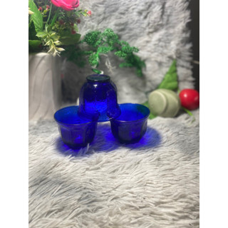 Ly thủy tinh màu xanh coban nhiều mẫu