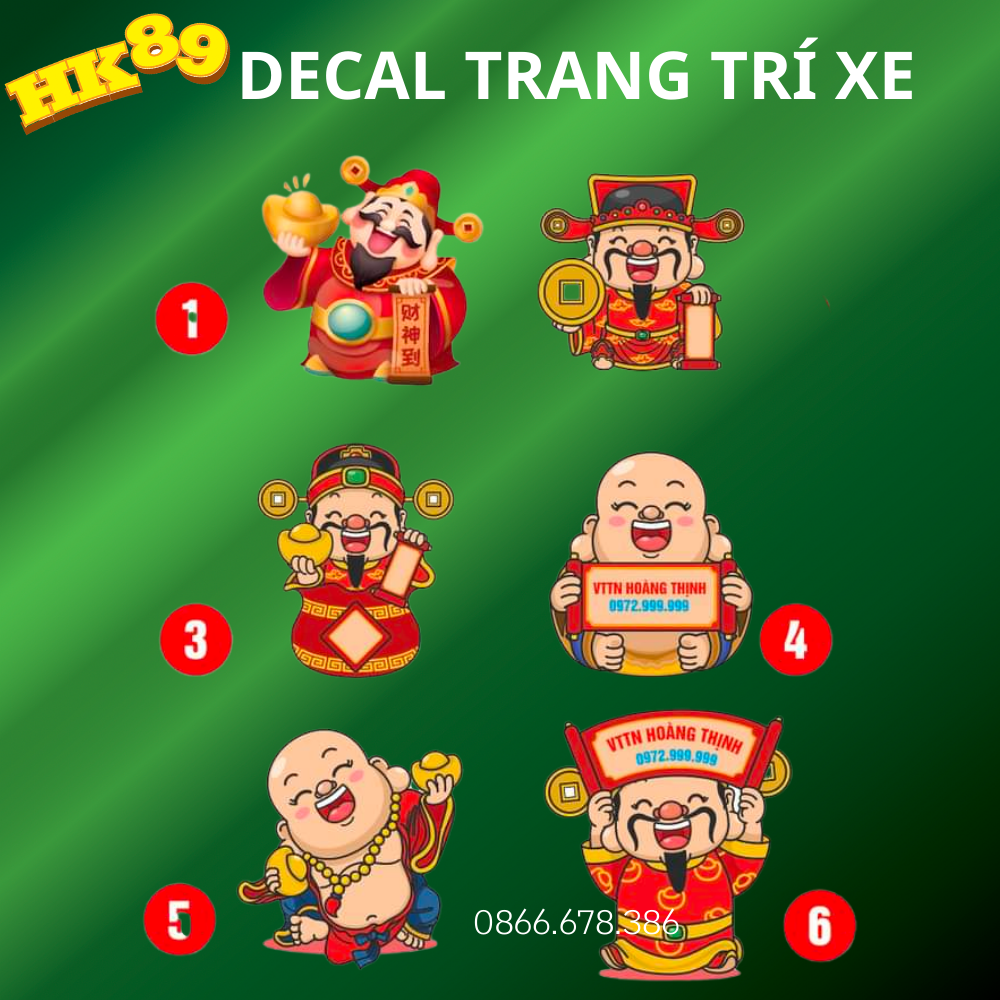 Tem thần tài, di lặc - Decal trang trí dán ô tô, xe tải