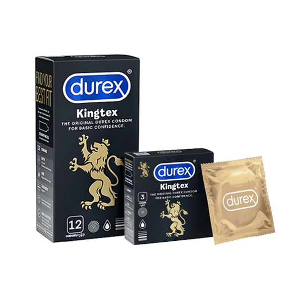 Bao cao su Durex Kingtex 12 Bao size 49mm, ôm sát va chạm chân thật -