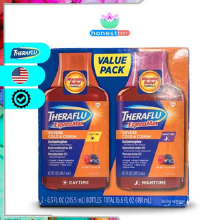 Siro hỗ trợ cảm và ho Theraflu ExpressMax Daytime & Nighttime Severe Cold & Cough 491ml x2 chai