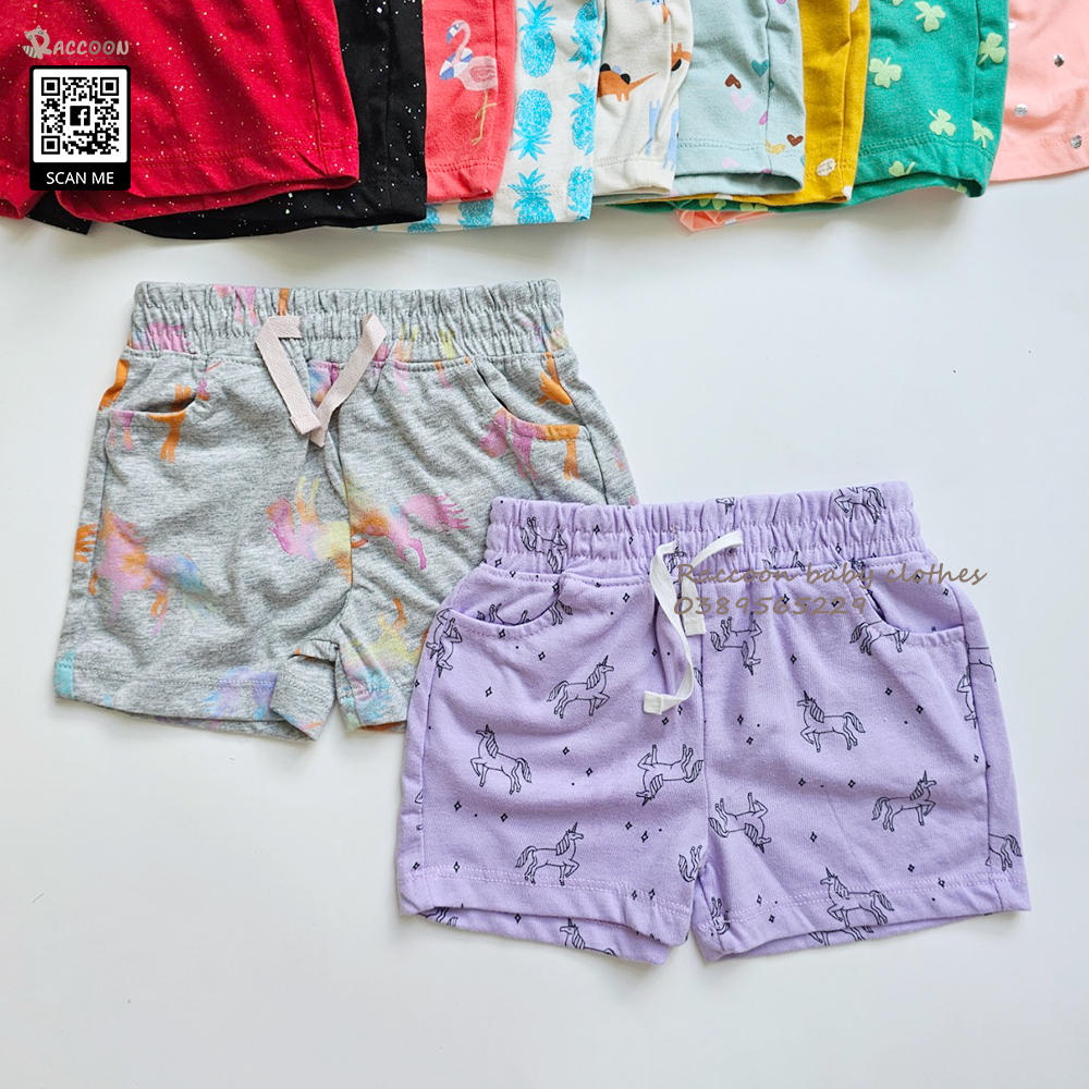 Quần đùi bé gái cạp chun chất Cotton xuất dư Old Navy