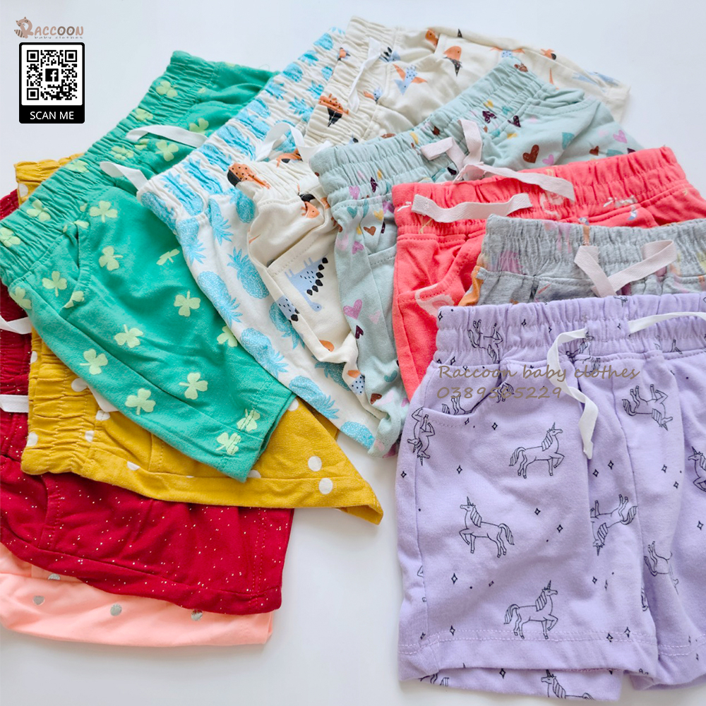 Quần đùi bé gái cạp chun chất Cotton xuất dư Old Navy