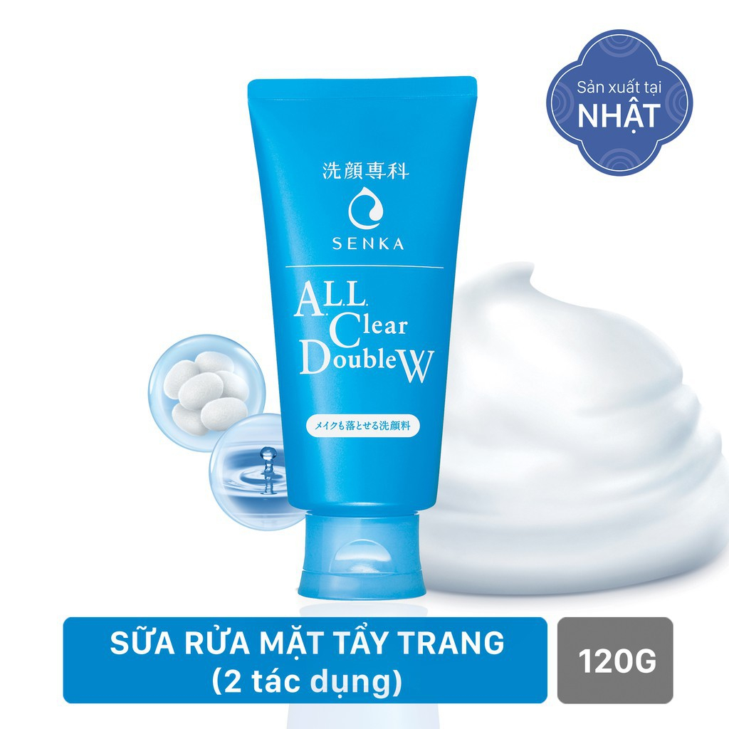 Sữa Rửa Mặt Tẩy Trang 2 Trong 1 Senka Perfect A.L.L Clear DoubleW 120g