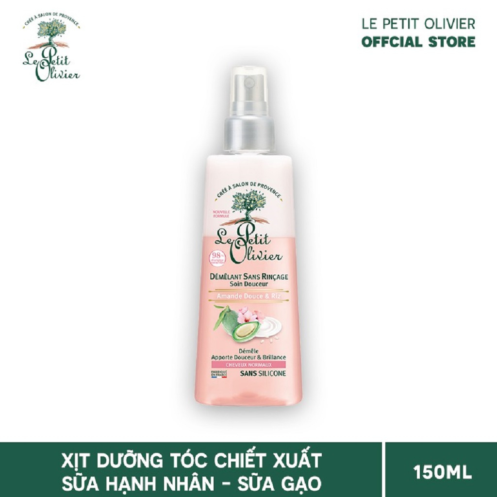 Xịt Dưỡng Tóc Chiết Xuất Sữa Hạnh Nhân và Sữa Gạo Le Petit Olivier 150ml