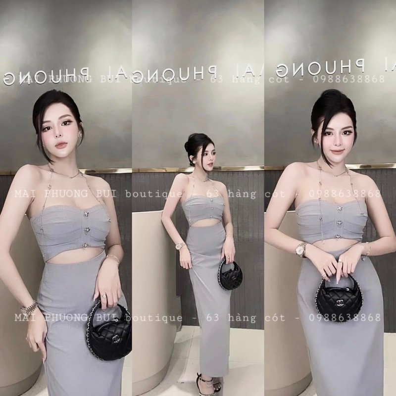 váy maxi cup ngực MPB hàng chuẩn tag
