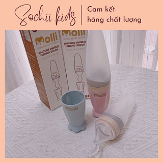 Bình thìa silicone tập ăn dặm cho bé có vạch chia ml