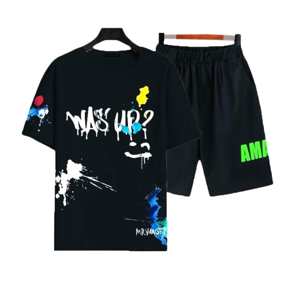 Đồ bộ nam AWS'UP? loang màu chất thun cotton cao cấp thể thao tập gym mặc nhà siêu mát mùa hè Top1shop