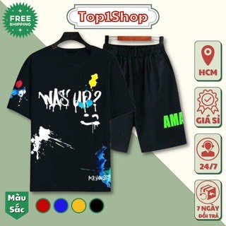 Đồ bộ nam AWS'UP? loang màu chất thun cotton cao cấp thể thao tập gym mặc nhà siêu mát mùa hè Top1shop