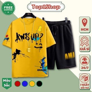 Đồ bộ nam AWS'UP? loang màu chất thun cotton cao cấp thể thao tập gym mặc nhà siêu mát mùa hè Top1shop