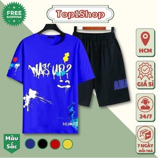 Đồ bộ nam AWS'UP? loang màu chất thun cotton cao cấp thể thao tập gym mặc nhà siêu mát mùa hè Top1shop