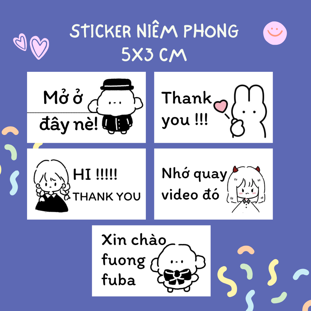 100c tem dán dễ thương 5x3cm