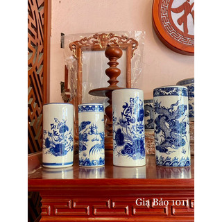 Ống cắm hương men lam