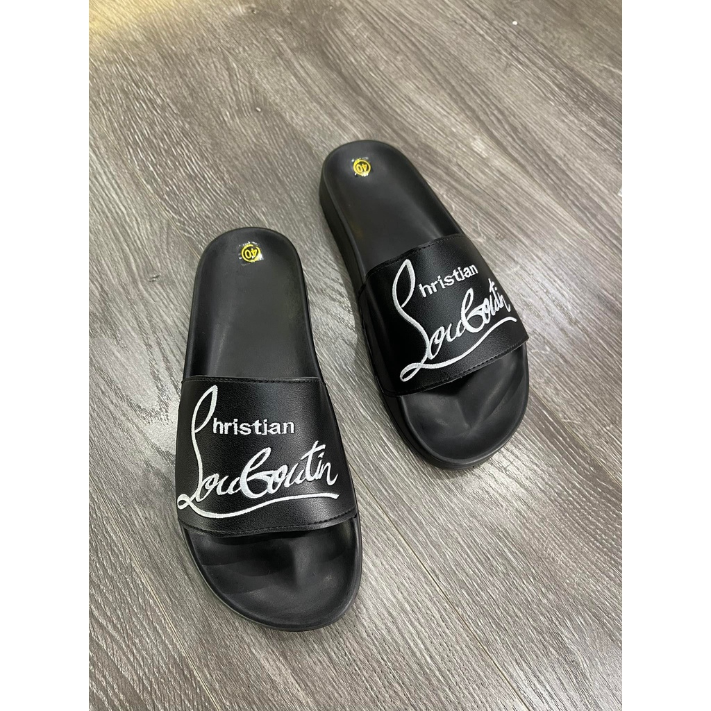 Dép Quai Ngang In Chữ Nổi Siêu Chất Có Hộp Quà Dép Lê Nam lAu...bU..TiOn... Hottrend 2023