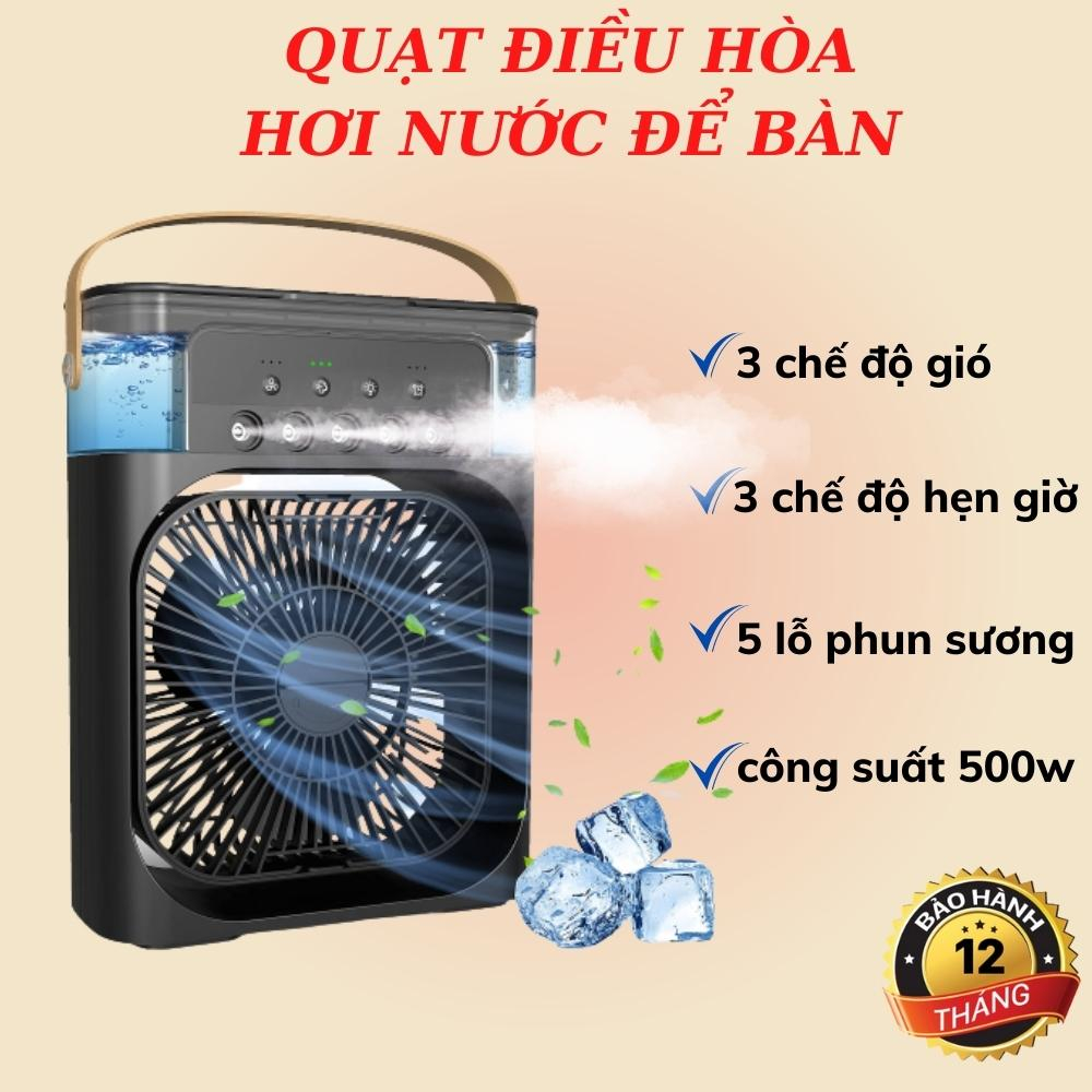 Quạt điều hòa hơi nước Mini để bàn với 3 tốc độ gió và 3 chế độ phun sương ,quạt có khay chứa đá phun sương cực mát.