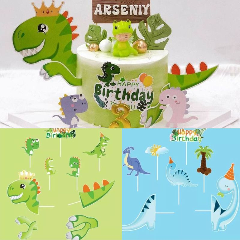 Set cắm khủng long ghép cỡ lớn trang trí bánh kem