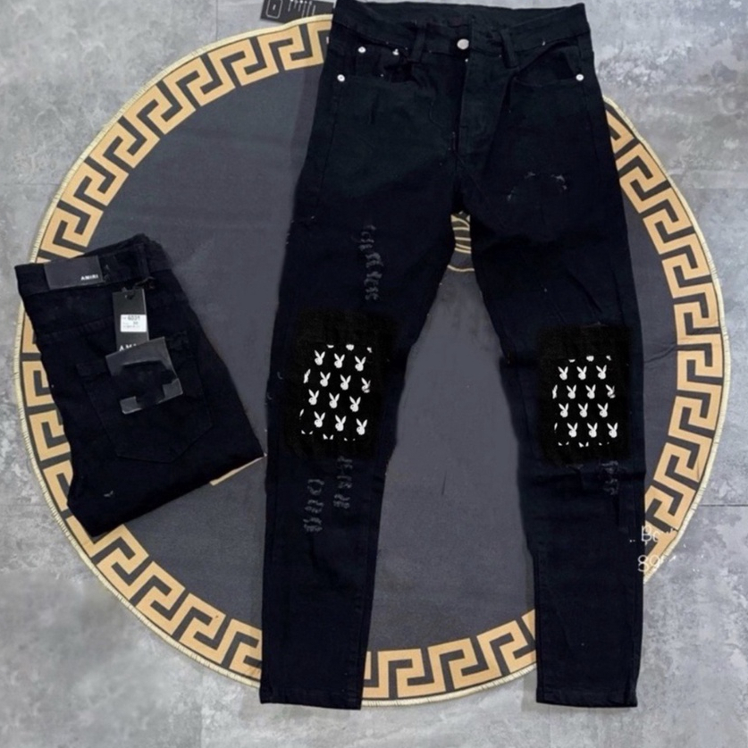 [Mã FATREND5 giảm đến 30k đơn 99k] Quần jean nam vá thỏ phối họa tiết đẹp chất vải denim dày dặn mẫu mới chuẩn shop | BigBuy360 - bigbuy360.vn