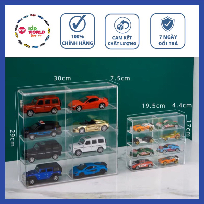 Khung kệ Mica, Trưng bày và Bảo vệ 8 Xe mô hình Tỷ lệ 1:64, 1:36 & 1:24.