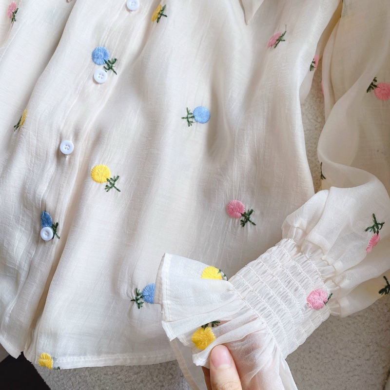 Set áo thêu hoa + quần nude - Chitchitstore