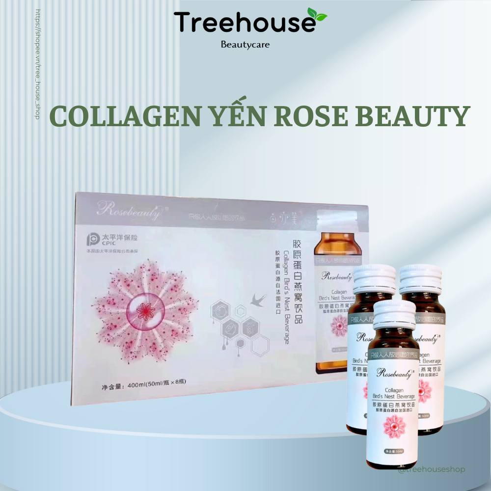 Collagen yến trắng da Rose Beauty Hộp 8 chai TREEHOUSE SHOP