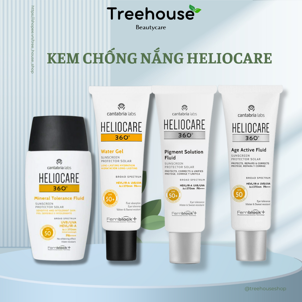 Kem Chống Nắng Heliocare Water Gel, Mineral, Pigment Chống Trôi Mỏng Nhẹ Khô Thoáng Chính Hãng