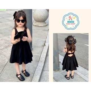 Váy đen tiểu thư dây lưng chéo 2~11 tuổi
