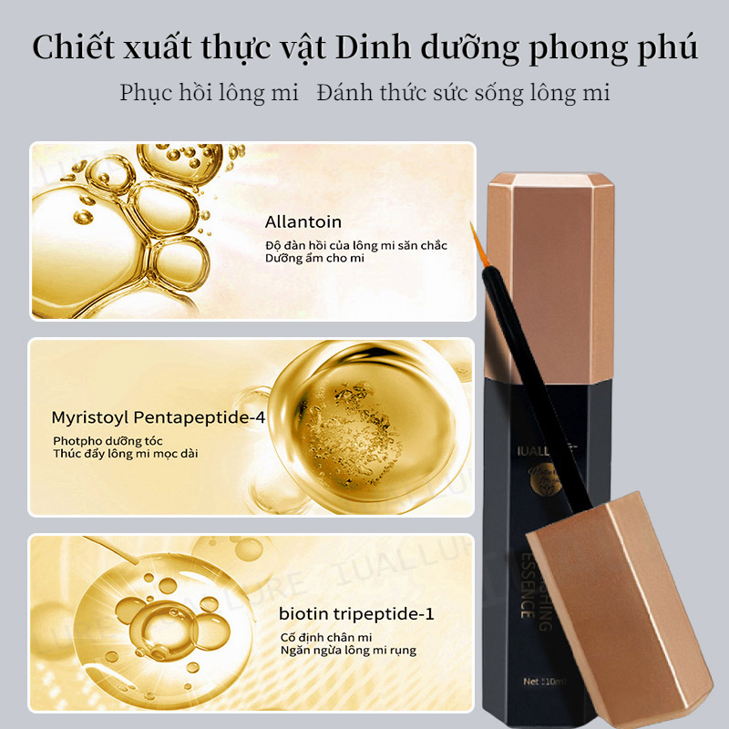 Tinh chất dưỡng mi dài IUALLURE 10ml dưỡng mi giảm gãy rụng mọc dài dày hơn cong tự nhiên không gây thâm mắt