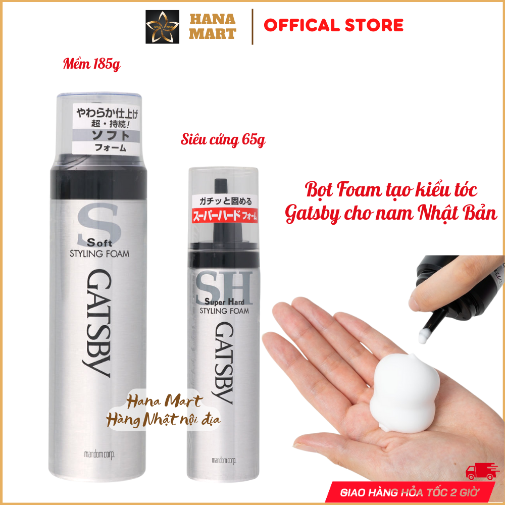 Bọt Foam tạo kiểu tóc Gatsby cho nam 65g, 185g nội địa Nhật Bản loại mềm, siêu cứng