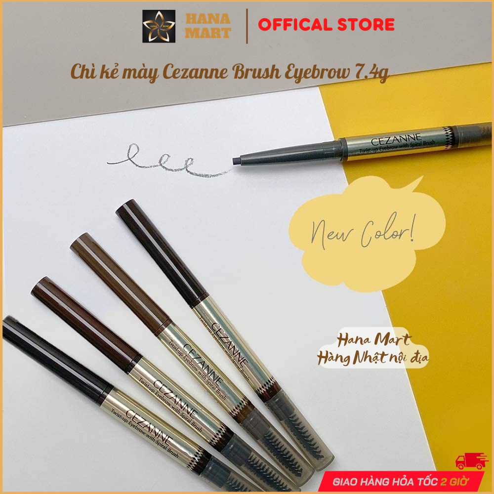 Chì kẻ mày Cezanne Brush Eyebrow 7.4g màu nâu nhạt, nâu tự nhiên, đen,...nội địa Nhật Bản