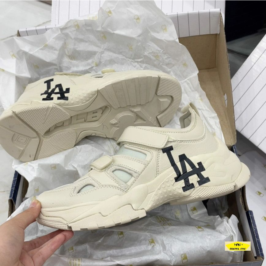 Giày Sục Nữ MLB Big Ball Chunky Mask Los Angeles Dogers màu trắng sữa thời trang thoáng chân mẫu mới 2023, full box