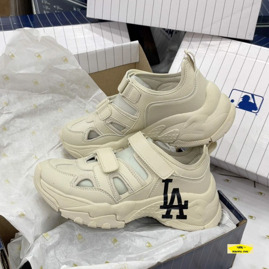 Giày Sục Nữ MLB Big Ball Chunky Mask Los Angeles Dogers màu trắng sữa thời trang thoáng chân mẫu mới 2023, full box