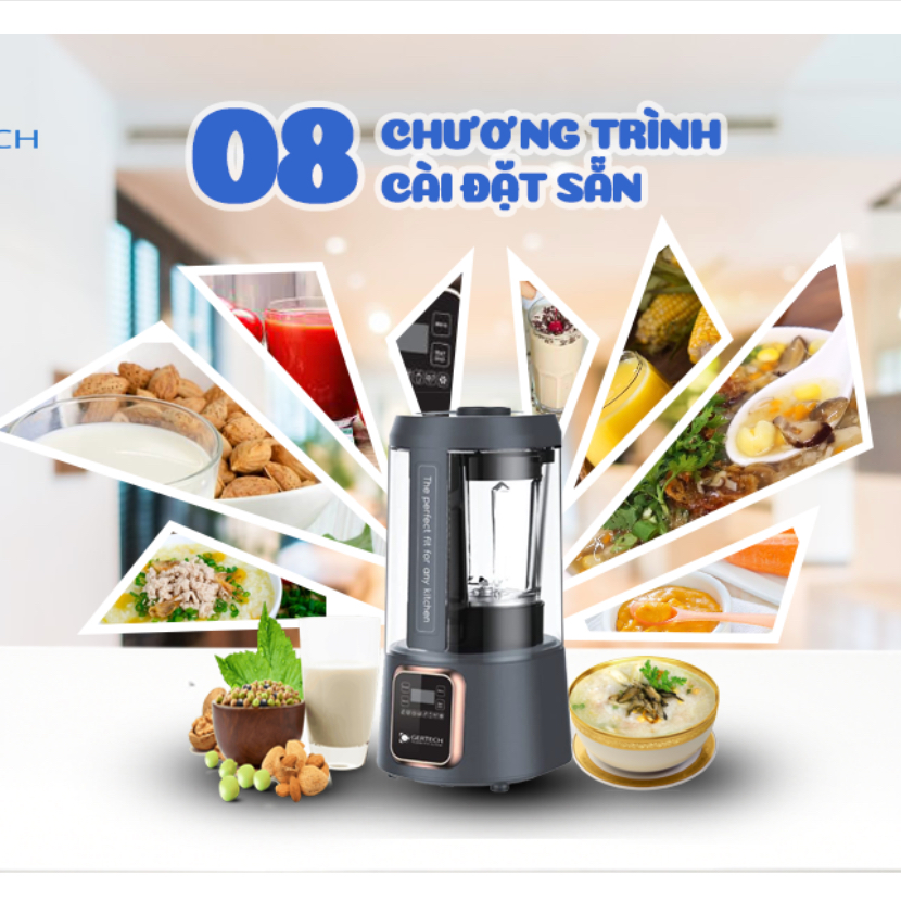 Máy Xay Nấu Cách Âm Chống Ồn Đa Năng GERTECH chính hãng Bảo hành 24 tháng
