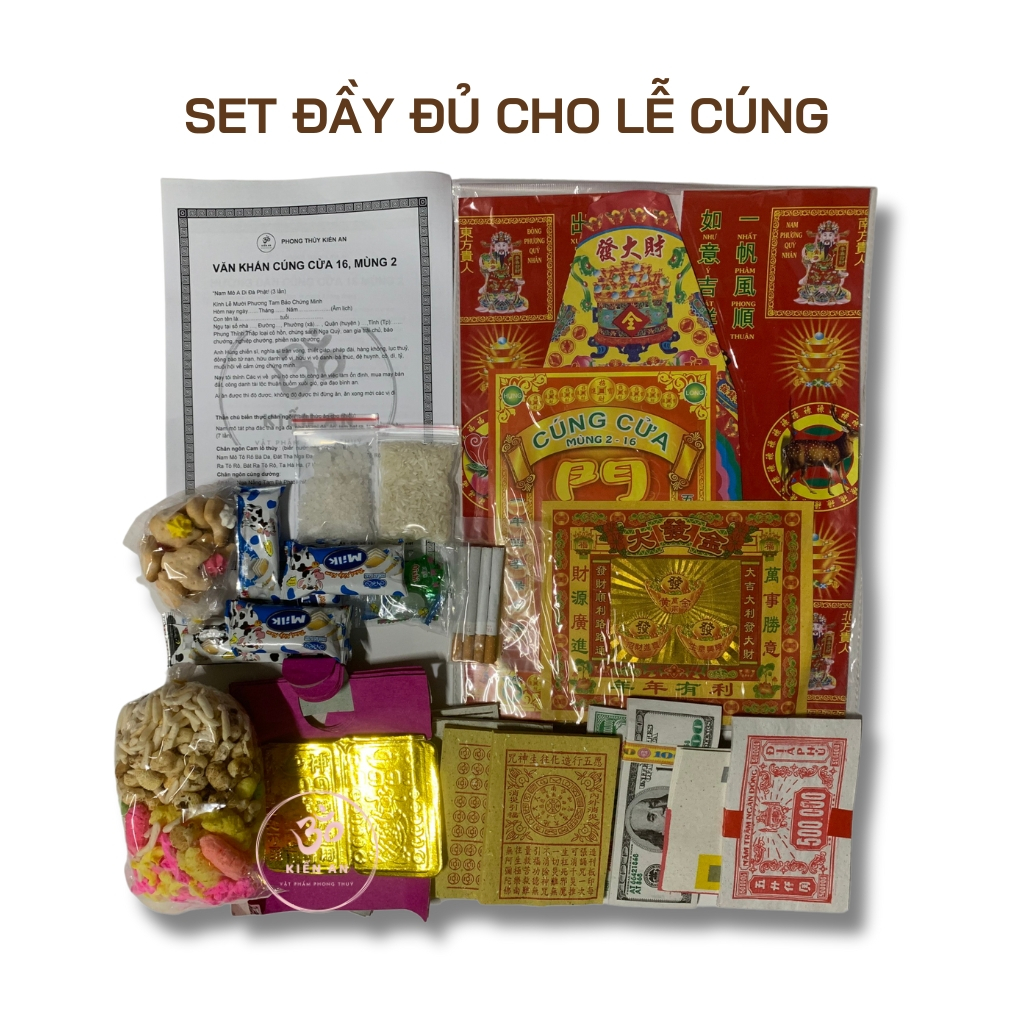 Bộ cúng vong linh cô bác mùng 2 16 hàng tháng, Vàng mã đồ thờ cúng Kiến An tặng kèm hướng dẫn và văn khấn