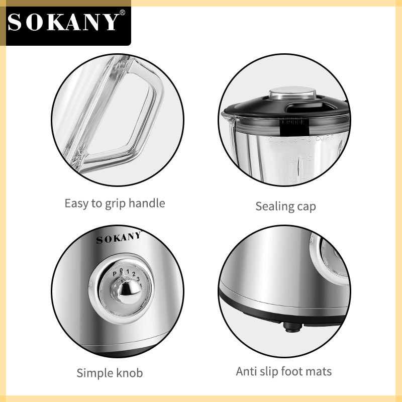 Máy Xay Sinh Tố Đa Năng SOKANY 186 - Máy Xay Hạt, Máy Xay Thịt Gia Dụng, Hai Cối Xay Tiện Lợi