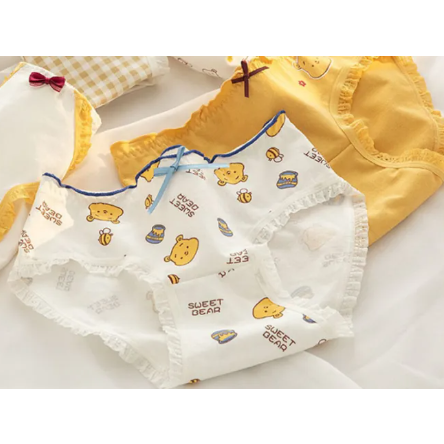 COMBO 5 QUẦN LÓT NỮ GẤU BEAR VÀNG ĐÍNH NƠ CUTE