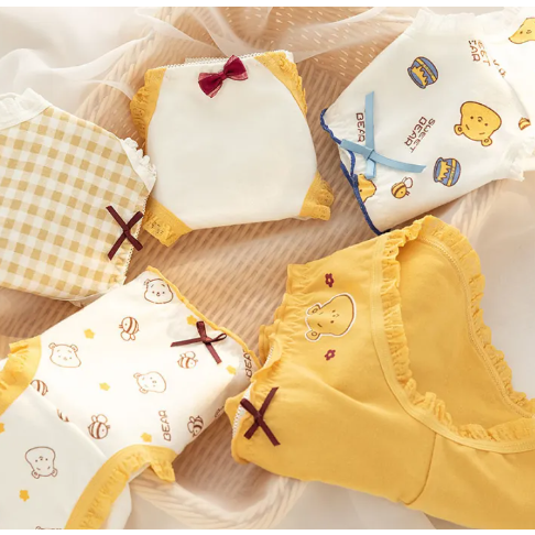 COMBO 5 QUẦN LÓT NỮ GẤU BEAR VÀNG ĐÍNH NƠ CUTE