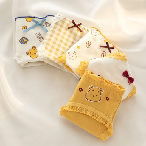 COMBO 5 QUẦN LÓT NỮ GẤU BEAR VÀNG ĐÍNH NƠ CUTE