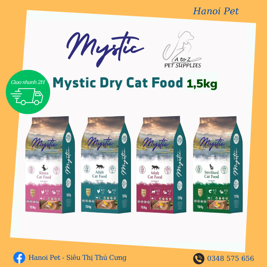 Hạt Mystic cho mèo con, mèo trưởng thành túi hãng 1,5kg